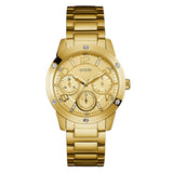 Guess Crystal Multifunction Gold Dial Gold Steel Strap Watch for Women - W0778L2 Buy Now By Guess