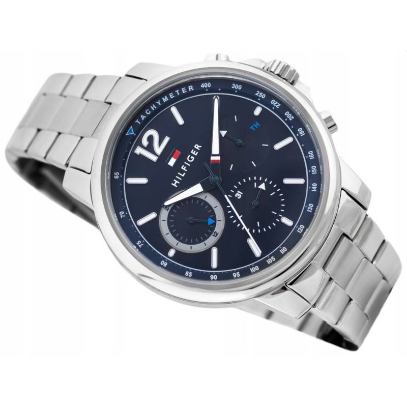 Tommy Hilfiger London Chronograph Quartz Blue Dial Silver Steel Strap Watch for Men - 1791534 Buy Now By Tommy Hilfiger
