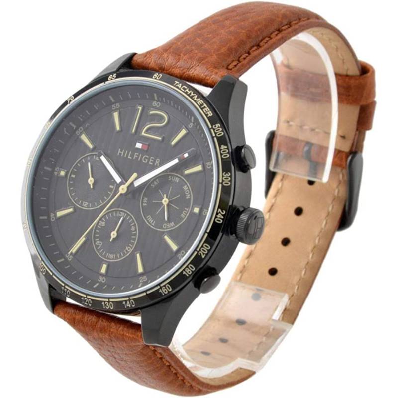 Tommy Hilfiger Gavin Chronograph Quartz Black Dial Brown Leather Strap Watch for Men - 1791470 Buy Now By Tommy Hilfiger