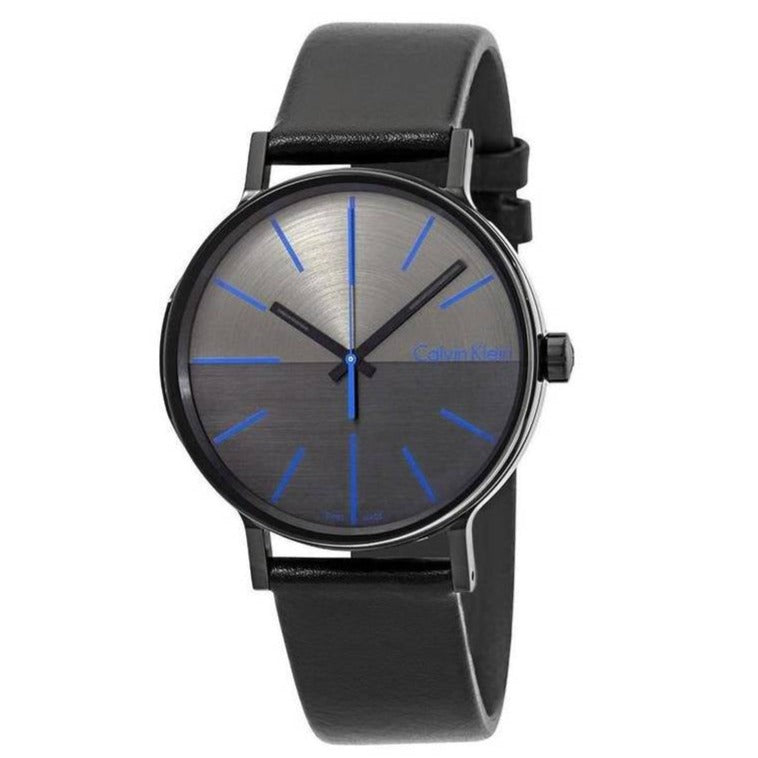 Calvin Klein Boost Black Dial Black Leather Strap Watch for Men - K7Y214CZ Buy Now By Calvin Klein