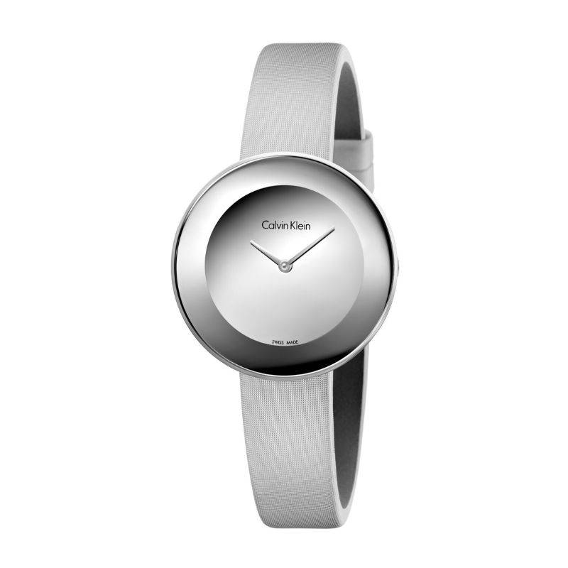 Calvin Klein Chic Silver Dial White Leather Strap Watch for Women - K7N23UP8 Buy Now By Calvin Klein