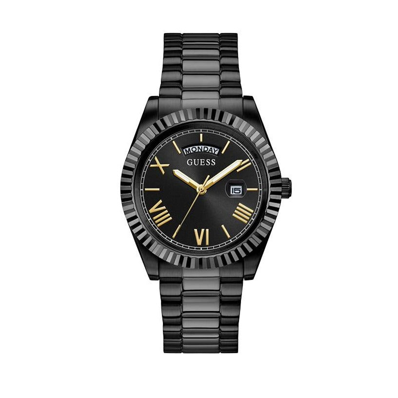 Guess Connoisseur Black Dial Black Steel Strap Watch for Men - GW0265G4 Buy Now By Guess