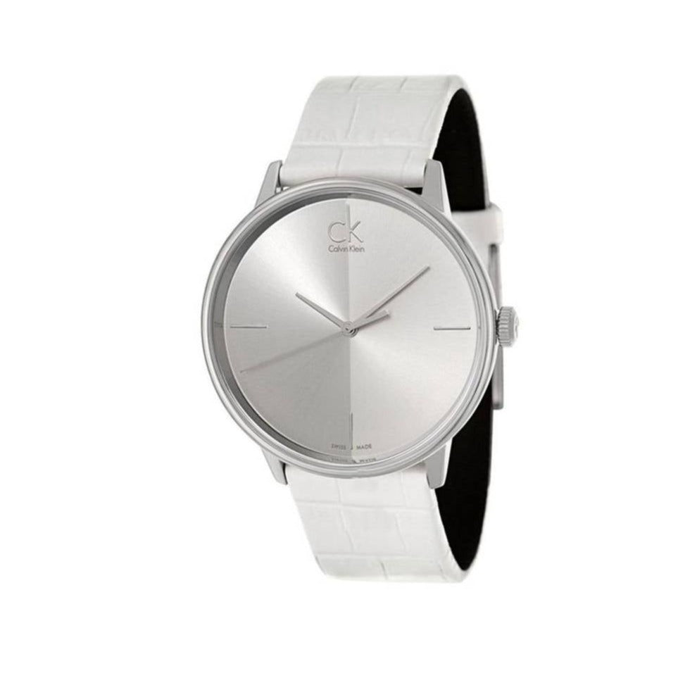 Calvin Klein Accent Silver Dial White Leather Strap Watch for Women - K2Y211K6 Buy Now By Calvin Klein