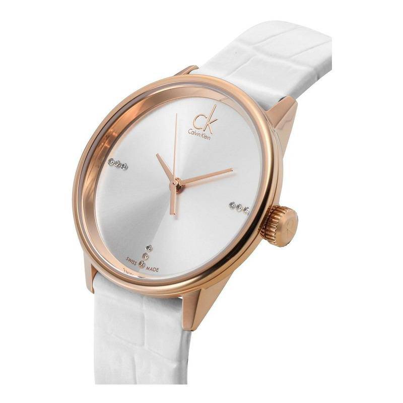 Calvin Klein Accent White Dial White Leather Strap Watch for Women - K2Y2Y6KW Buy Now By Calvin Klein