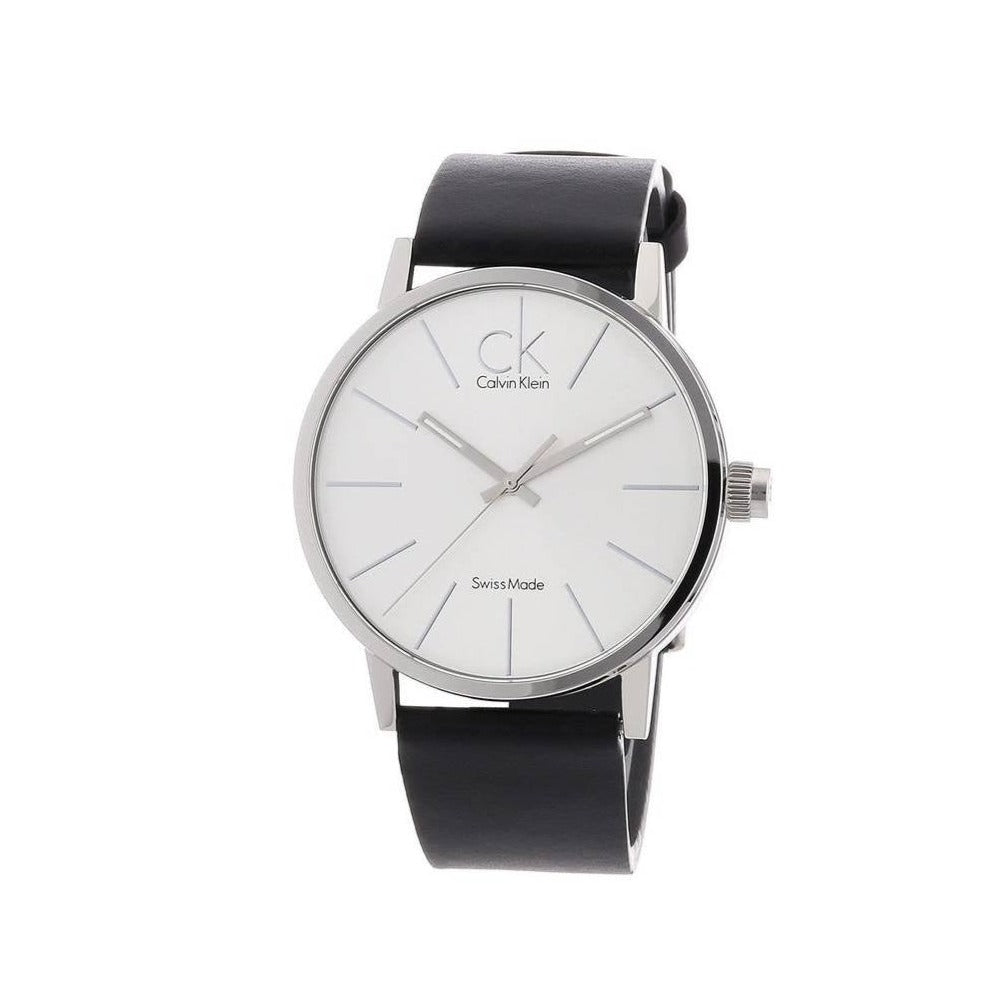 Calvin Klein Post Minimal Silver Dial Black Leather Strap Watch for Men - K7621192 Buy Now By Calvin Klein