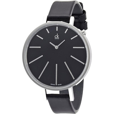Calvin Klein Equal Black Dial Black Leather Strap Watch for Women - K3E231C1 Buy Now By Calvin Klein