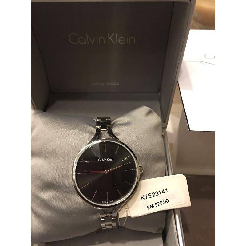 Calvin Klein Graphic Black Dial Silver Steel Strap Watch for Women - K7E23141 Buy Now By Calvin Klein