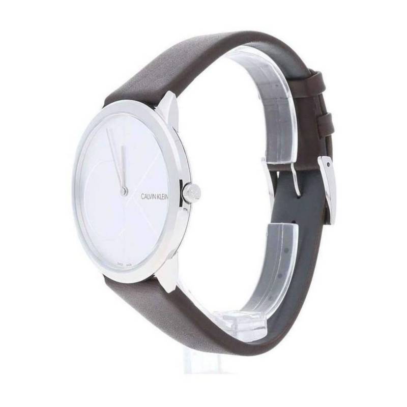 Calvin Klein Minimal Silver Dial Brown Leather Strap Watch for Men - K3M211G6 Buy Now By Calvin Klein