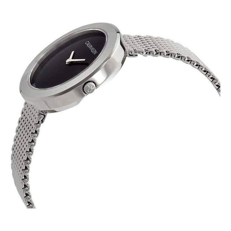 Calvin Klein Firm Black Dial Silver Mesh Bracelet Watch for Women - K3N23121 Buy Now By Calvin Klein
