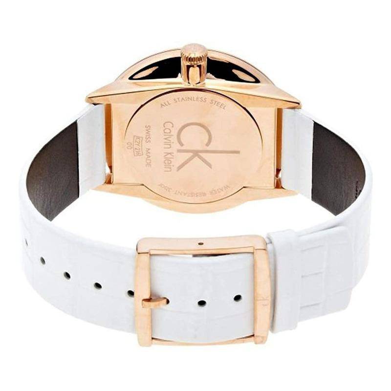 Calvin Klein Accent White Dial White Leather Strap Watch for Women - K2Y2X6K6 Buy Now By Calvin Klein