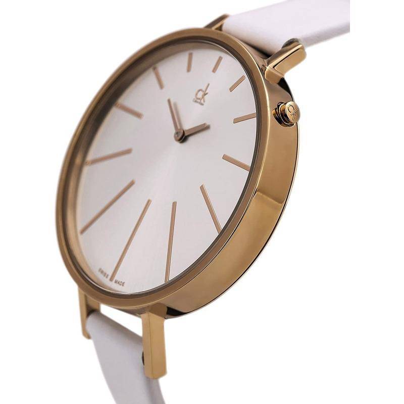 Calvin Klein Equal Silver Dial White Leather Strap Watch for Women - K3E236L6 Buy Now By Calvin Klein