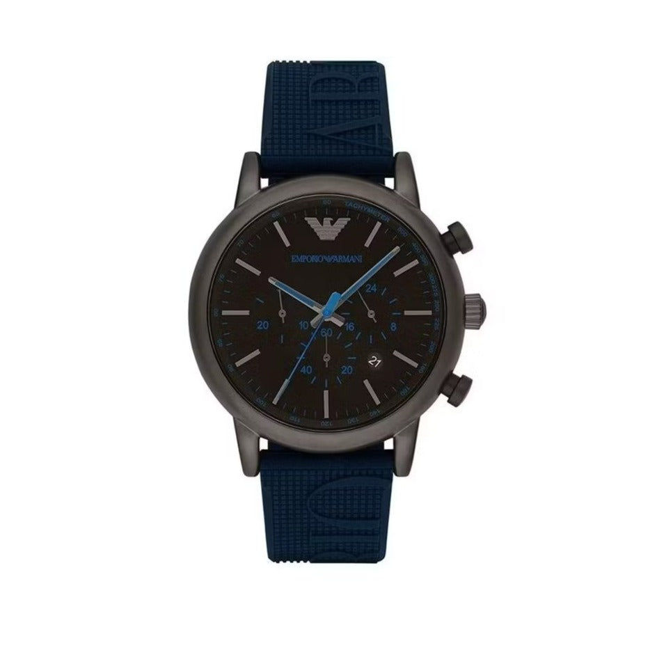 Emporio Armani Luigi Chronograph Black Dial Blue Rubber Strap Watch For Men - AR11023 Buy Now By Emporio Armani