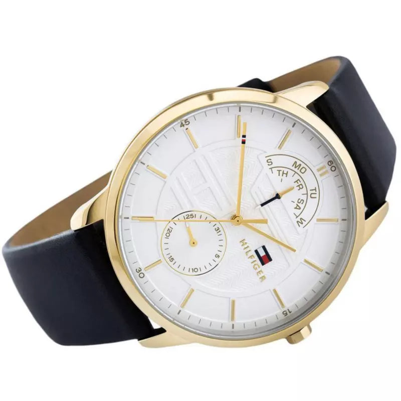 Tommy Hilfiger Hunter White Dial Black Leather Strap Watch for Men - 1791606 Buy Now By Tommy Hilfiger