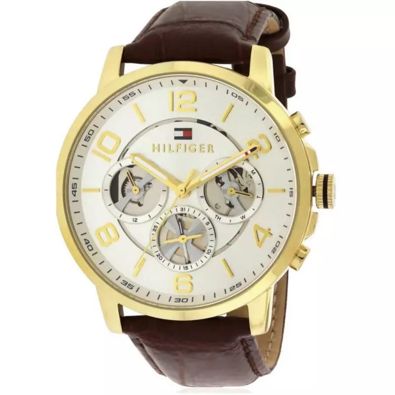 Tommy Hilfiger Keagan Quartz Silver Dial Brown Leather Strap Watch for Men - 1791291 Buy Now By Tommy Hilfiger