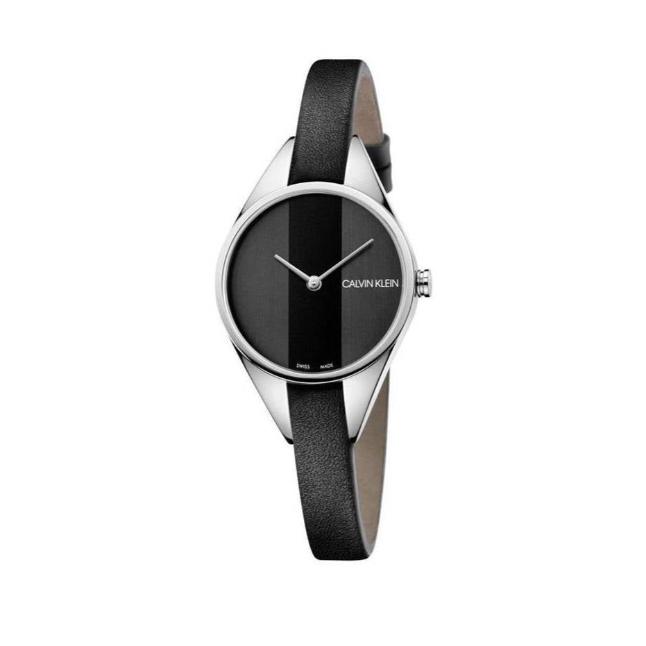 Calvin Klein Rebel Black Grey Dial Black Leather Strap Watch for Women - K8P231C1 Buy Now By Calvin Klein