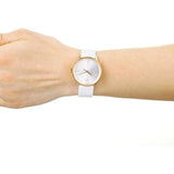 Calvin Klein Accent White Dial White Leather Strap Watch for Women - K2Y2Y6K6 Buy Now By Calvin Klein