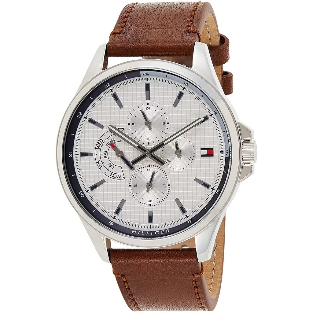 Tommy Hilfiger Multi Function Quartz White Dial Brown Leather Strap Watch for Men - 1791614 Buy Now By Tommy Hilfiger