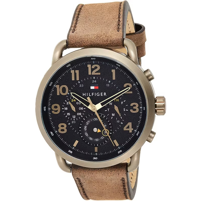Tommy Hilfiger Briggs Chronograph Black Dial Brown Leather Strap Watch for Men - 1791425 Buy Now By Tommy Hilfiger