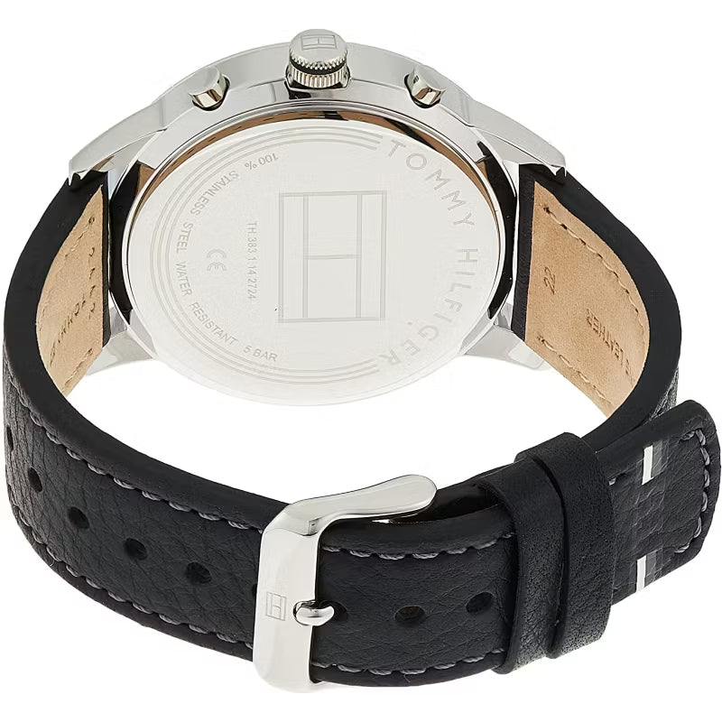 Tommy Hilfiger Kyle Quartz Black Dial Black Leather Strap Watch for Men - 1791630 Buy Now By Tommy Hilfiger