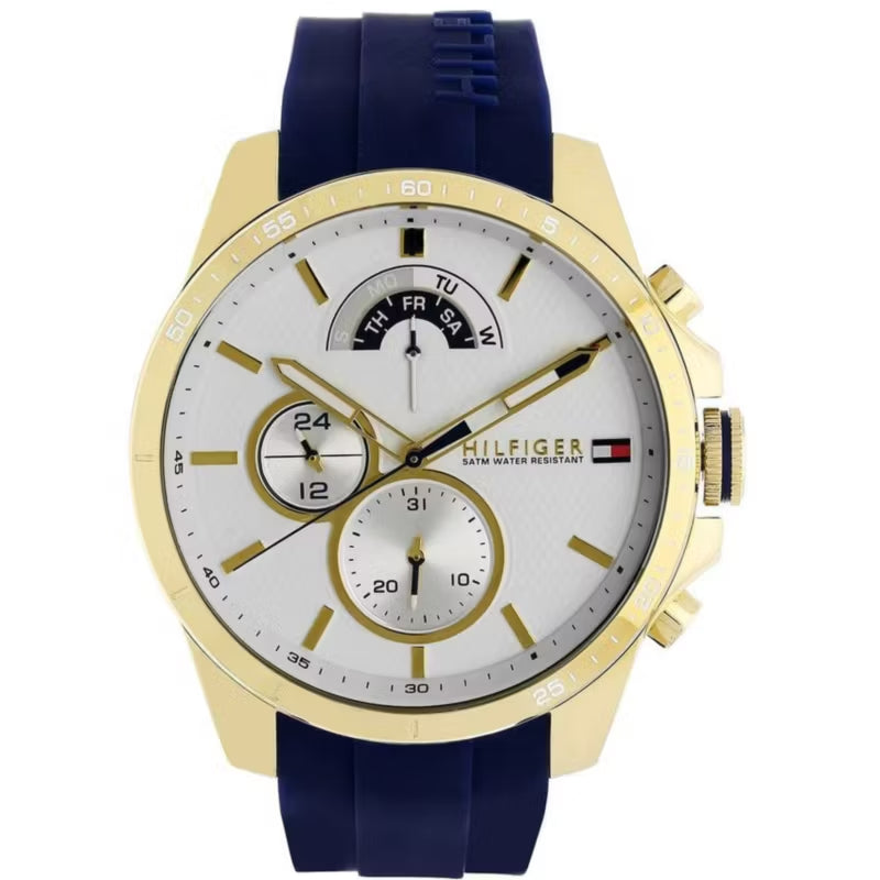 Tommy Hilfiger Decker White Dial Blue Rubber Strap Watch for Men - 1791353 Buy Now By Tommy Hilfiger