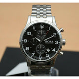 Hugo Boss Aeroliner Chronograph Quartz Black Dial Silver Steel Strap Watch For Men - HB1512446 Buy Now By Hugo Boss