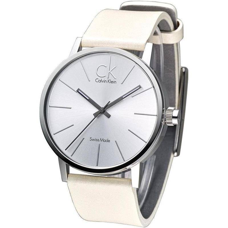 Calvin Klein Post Minimal Silver Dial White Leather Strap Watch for Men - K7621126 Buy Now By Calvin Klein
