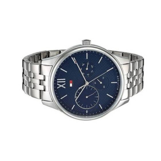 Tommy Hilfiger Damon Chronograph Blue Dial Silver Steel Strap Watch for Men - 1791416 Buy Now By Tommy Hilfiger