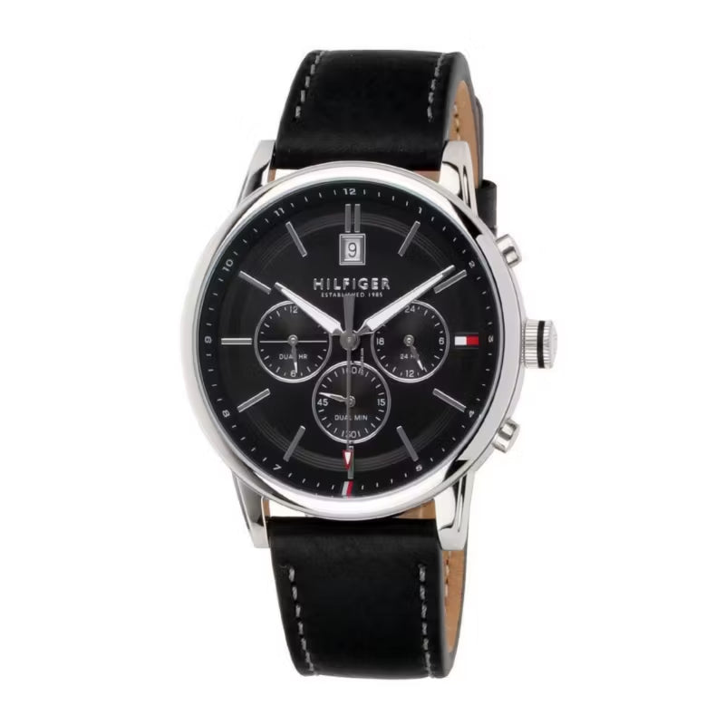 Tommy Hilfiger Kyle Quartz Black Dial Black Leather Strap Watch for Men - 1791630 Buy Now By Tommy Hilfiger