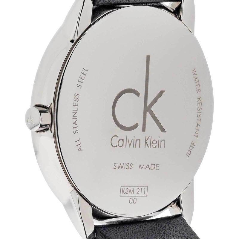 Calvin Klein Minimal Silver Dial Black Leather Strap Watch for Men - K3M211CY Buy Now By Calvin Klein