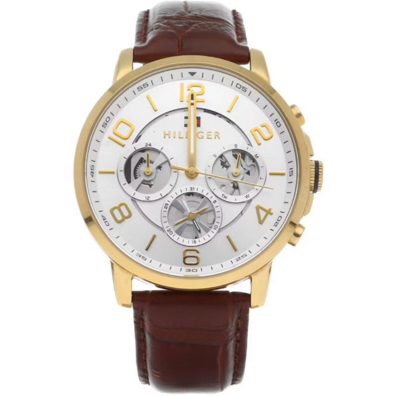 Tommy Hilfiger Keagan Quartz Silver Dial Brown Leather Strap Watch for Men - 1791291 Buy Now By Tommy Hilfiger