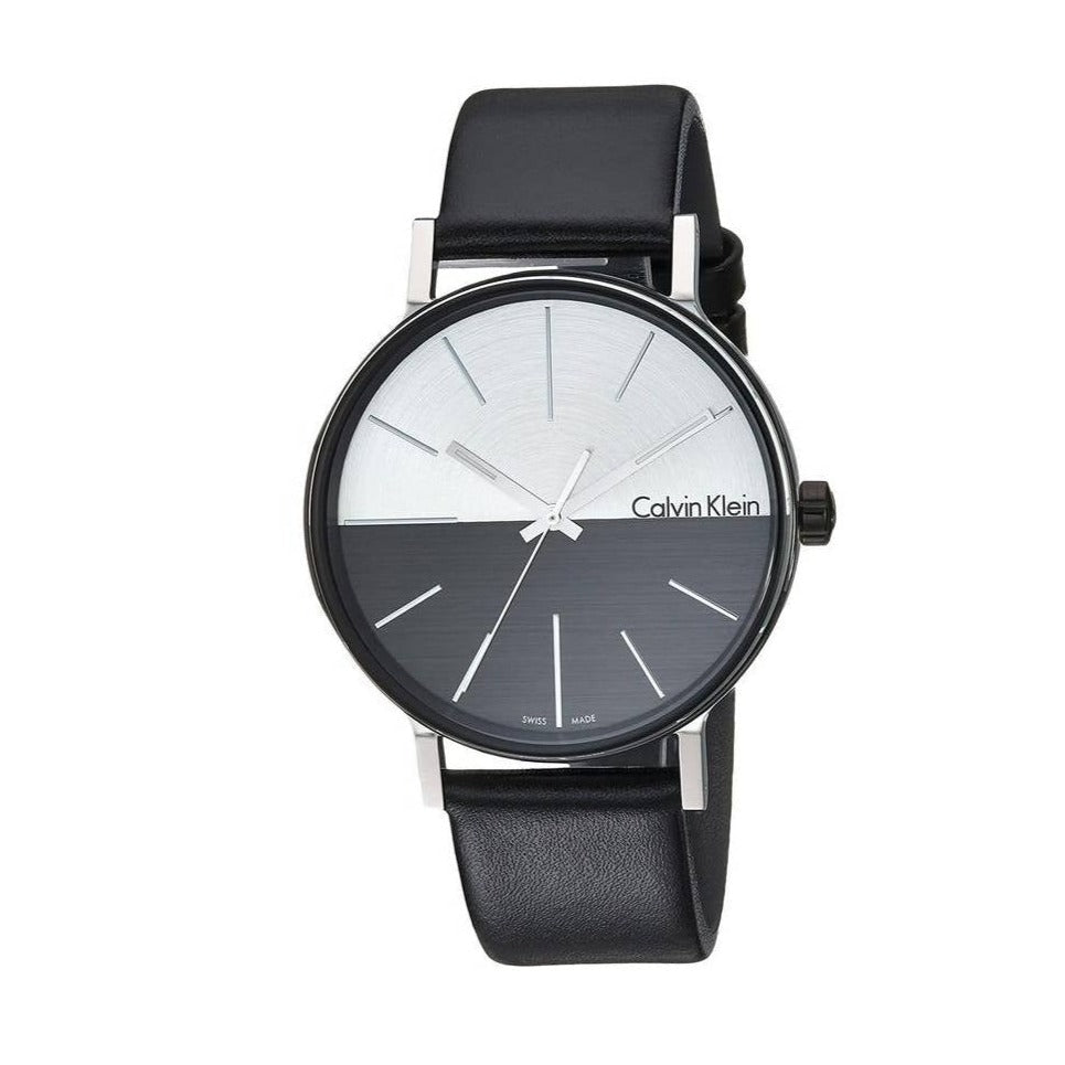 Calvin Klein Boost White Black Dial Black Leather Strap Watch for Men - K7Y21CCX Buy Now By Calvin Klein