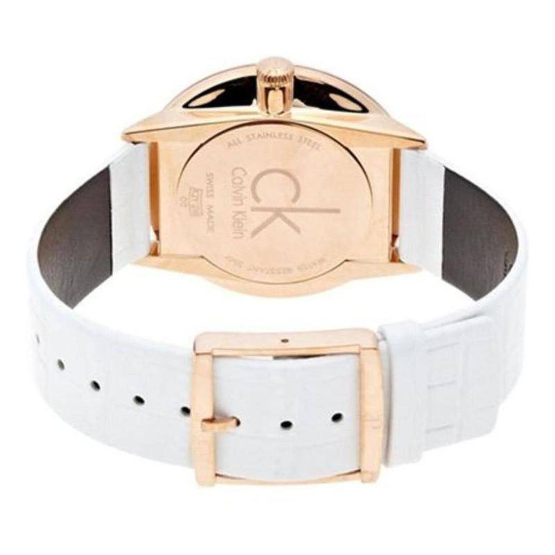 Calvin Klein Accent White Dial White Leather Strap Watch for Women - K2Y2Y6K6 Buy Now By Calvin Klein