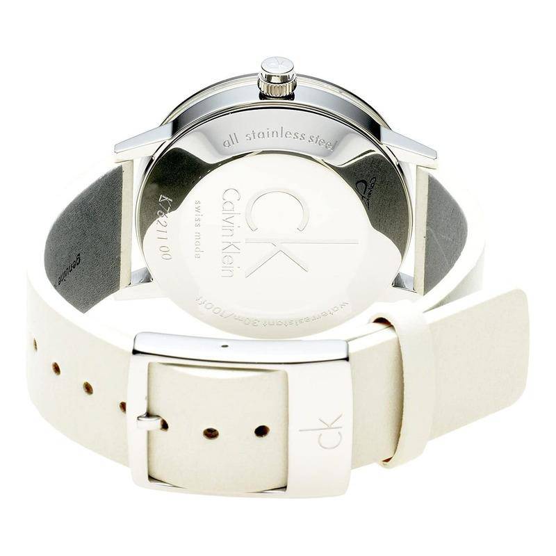 Calvin Klein Post Minimal Silver Dial White Leather Strap Watch for Men - K7621126 Buy Now By Calvin Klein