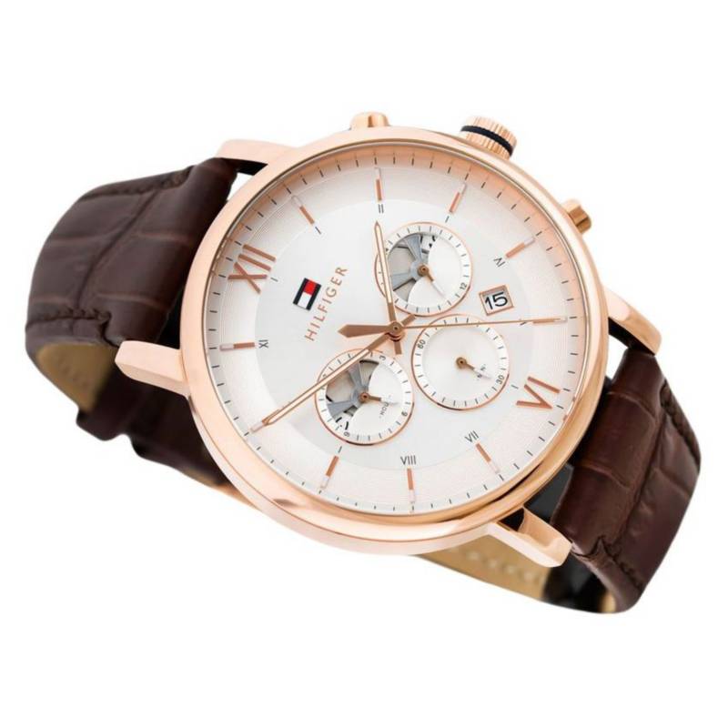 Tommy Hilfiger Evan White Dial Brown Leather Strap Watch for Men - 1710394 Buy Now By Tommy Hilfiger