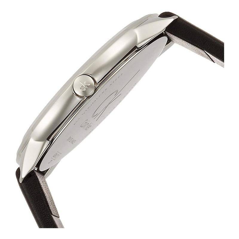 Calvin Klein Minimal Silver Dial Black Leather Strap Watch for Men - K3M211CY Buy Now By Calvin Klein