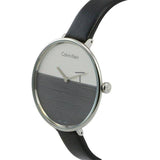 Calvin Klein Rise White Grey Dial Black Leather Strap Watch for Women - K7A231C3 Buy Now By Calvin Klein