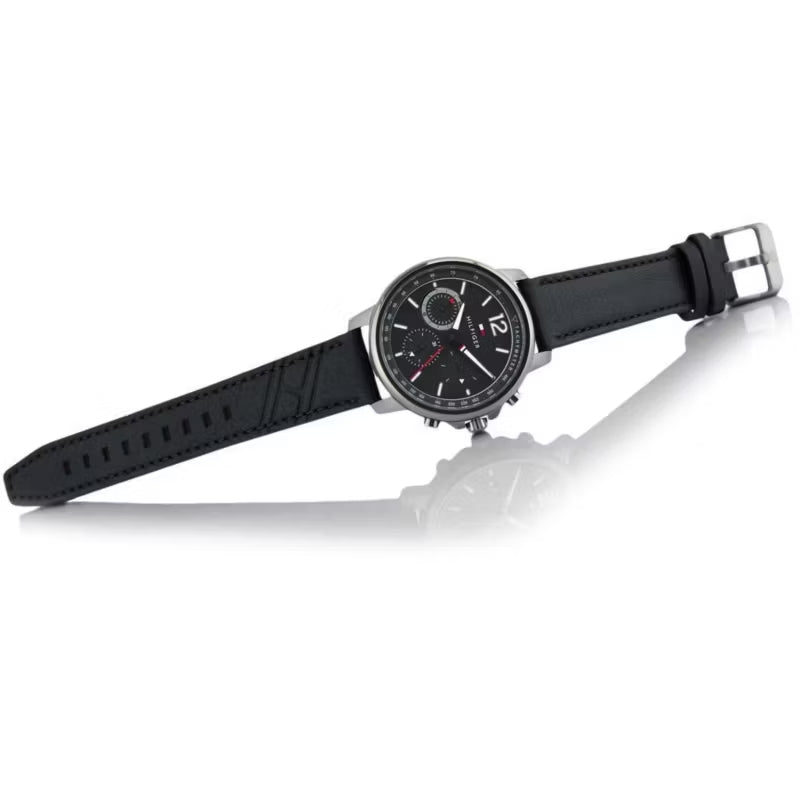 Tommy Hilfiger London Chronograph Grey Dial Black Leather Strap Watch for Men - 1791533 Buy Now By Tommy Hilfiger