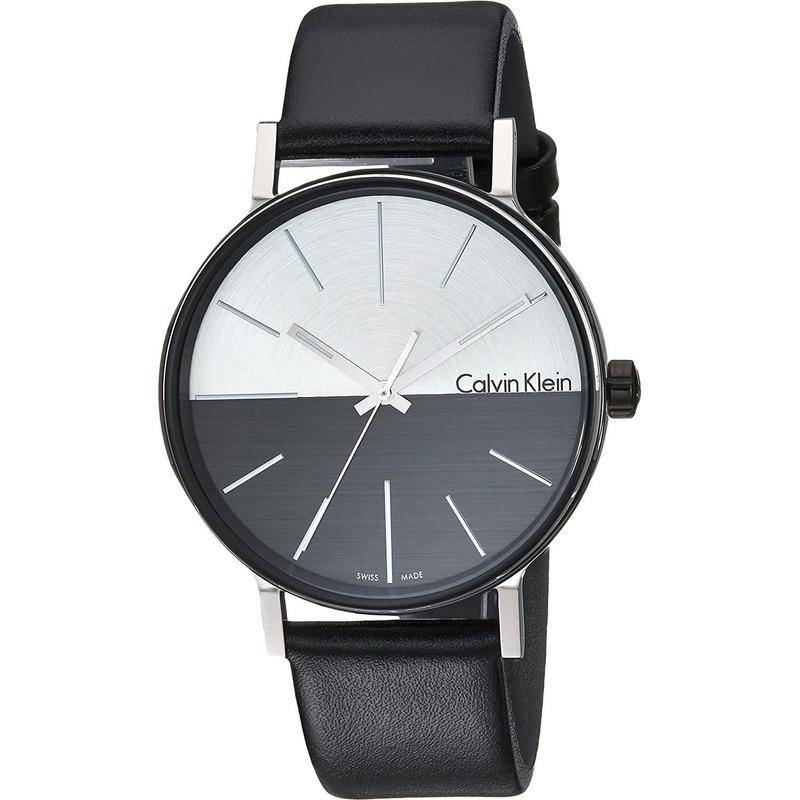 Calvin Klein Boost White Black Dial Black Leather Strap Watch for Men - K7Y21CCX Buy Now By Calvin Klein