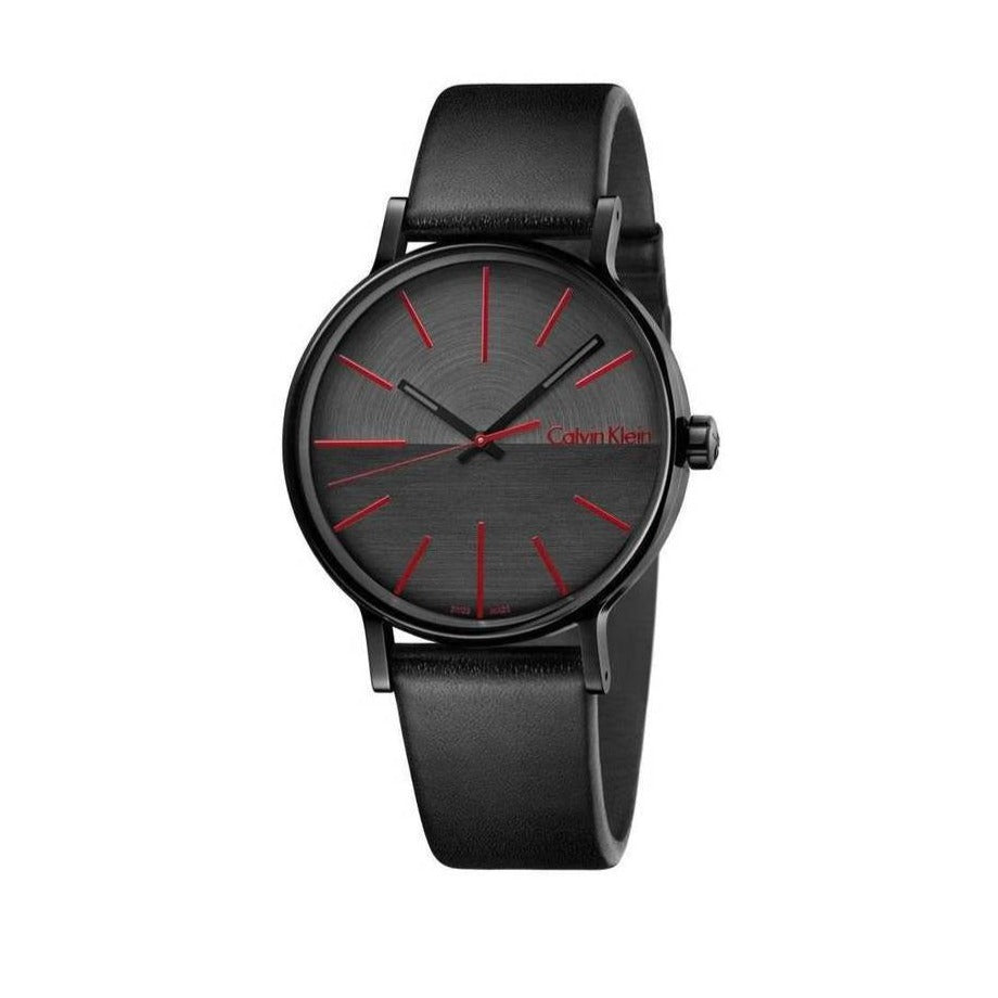 Calvin Klein Boost Black Dial Black Leather Strap Watch for Men - K7Y214CY Buy Now By Calvin Klein