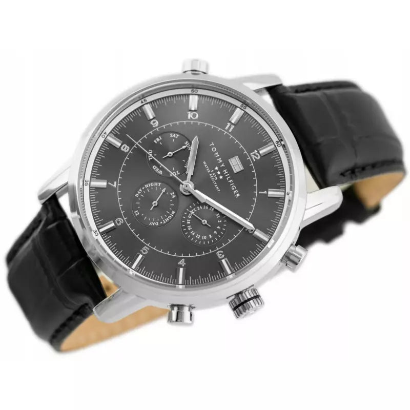 Tommy Hilfiger Harrison Chronograph Black Dial Black Leather Strap Watch for Men - 1790875 Buy Now By Tommy Hilfiger