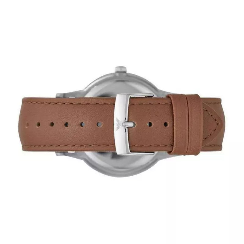 Emporio Armani Renato Quartz Silver Dial Brown Leather Strap Watch For Men - AR11185 Buy Now By Emporio Armani