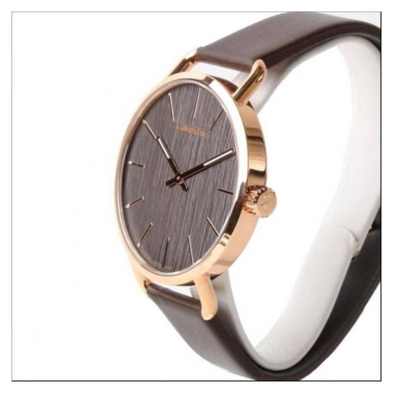Calvin Klein Even Grey Dial Brown Leather Strap Watch for Women - K7B216G3 Buy Now By Calvin Klein