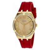 Guess Cosmo Diamonds Gold Dial Red Rubber Strap Watch for Women - GW0034L6 Buy Now By Guess