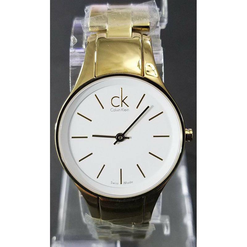 Calvin Klein Simplicity White Dial Gold Steel Strap Watch for Women - K4323212 Buy Now By Calvin Klein