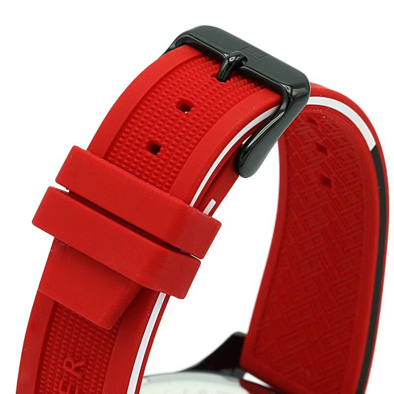 Tommy Hilfiger Multifunction Quartz Black Dial Red Rubber Strap Watch for Men - 1791722 Buy Now By Tommy Hilfiger