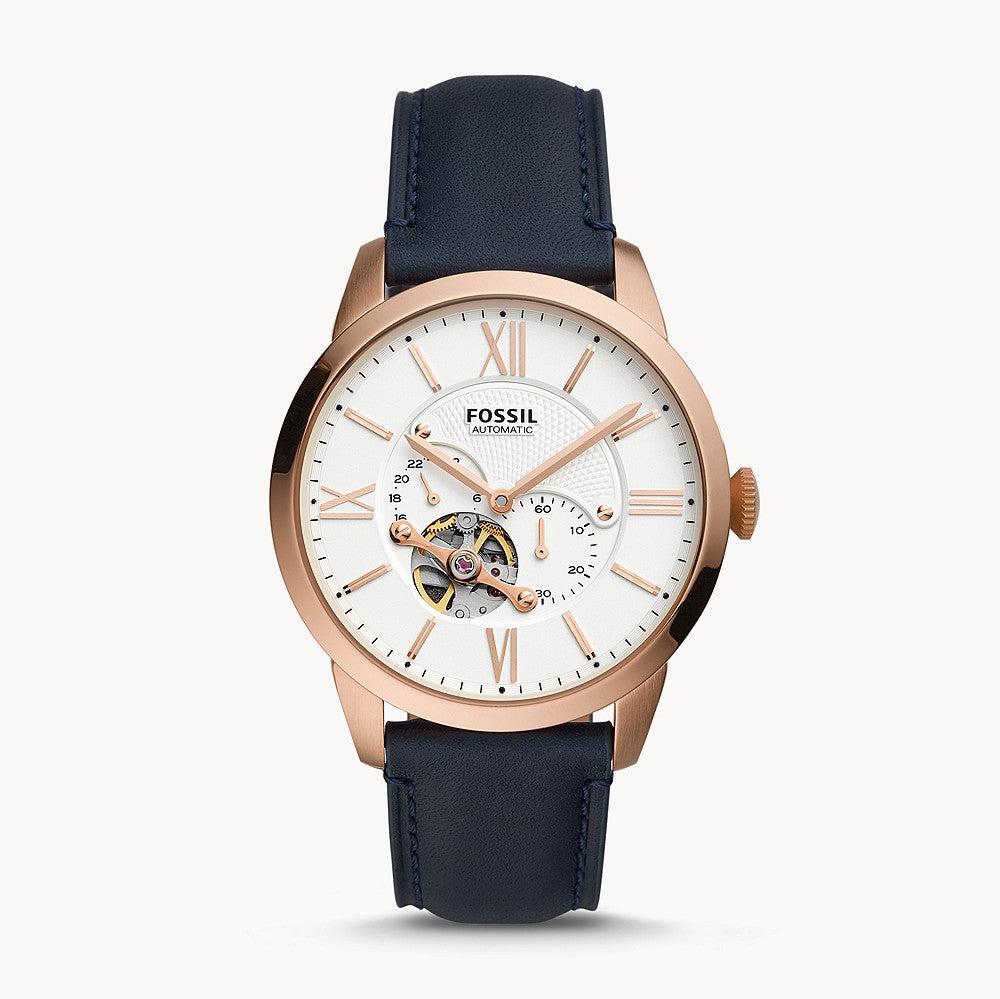 Fossil Townsman Automatic White Dial Navy Blue Leather Strap Watch for Men - ME3171 Buy Now By Fossil