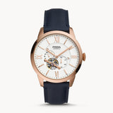 Fossil Townsman Automatic White Dial Navy Blue Leather Strap Watch for Men - ME3171 Buy Now By Fossil