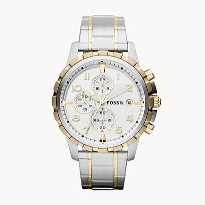 Fossil Dean Chronograph White Dial Silver Steel Strap Watch for Men - FS4795 Buy Now By Fossil