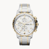 Fossil Dean Chronograph White Dial Silver Steel Strap Watch for Men - FS4795 Buy Now By Fossil
