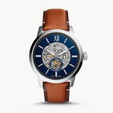 Fossil Townsman Automatic Skeleton Blue Dial Brown Leather Strap Watch for Men - ME3154 Buy Now By Fossil